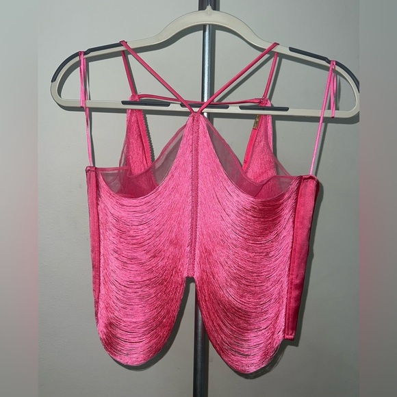 Cult Gaia Quella Fringed top in pink - Picture 1 of 14